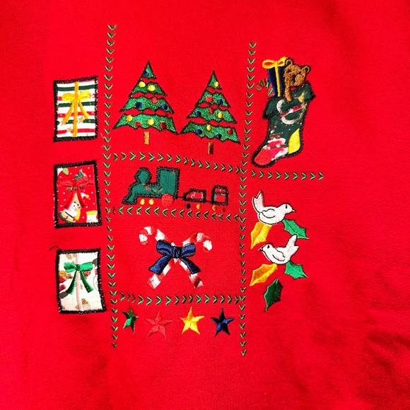 Vtg 90s Collared “ugly” embroidered Christmas sweatshirt sz 2X NWT granny core - Picture 2 of 6